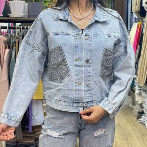 کت جین کراپی دو جیب مرواریدی 2854